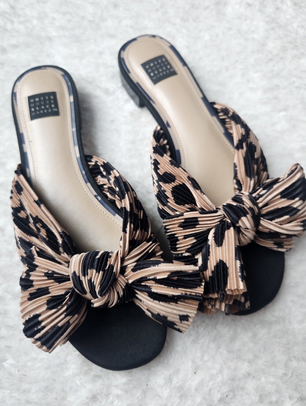 White House Black Market Bow Sandals Leopard Print